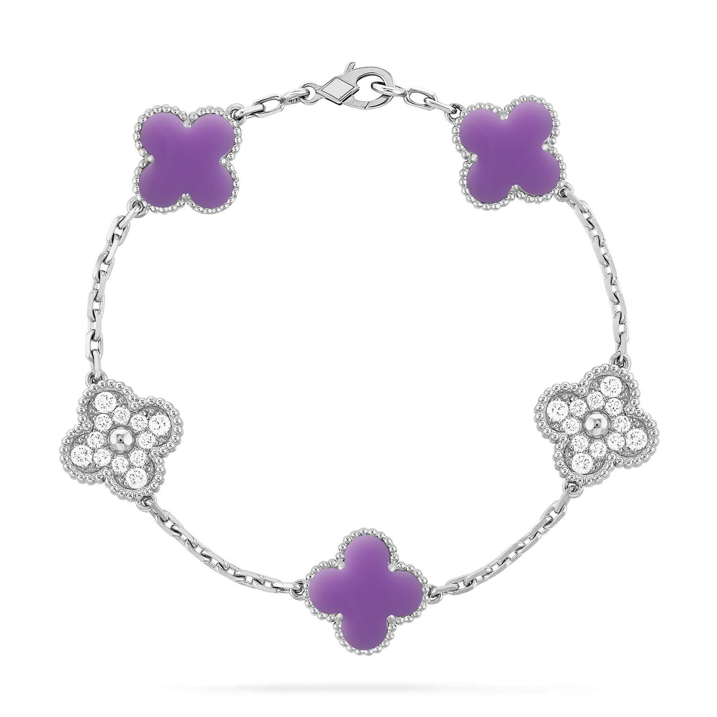 [Luxery]CLOVER 5 MOTIF LIGHT PURPLE BRACELET COLLECTION