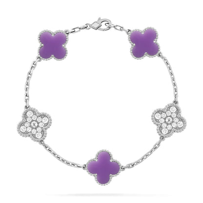 [Luxery]CLOVER 5 MOTIF LIGHT PURPLE BRACELET COLLECTION