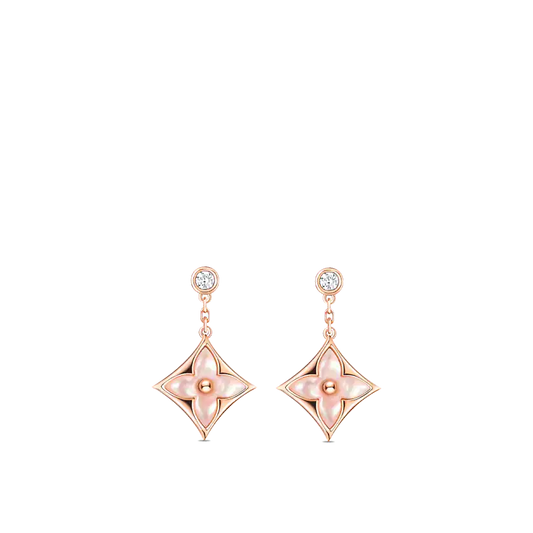 [Luxery]DOUBLE STAR PINK GOLD MOP DROP EARRINGS