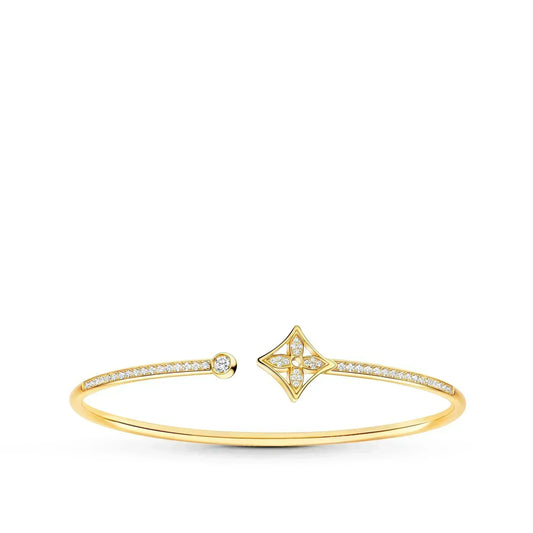 [Luxery]IDYLLE GOLD OPEN BRACELET DIAMOND PAVED