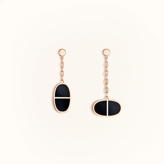 [Luxery]CHAINE VERSO BLACK CERAMIC EARRINGS