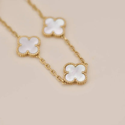 [Luxery]CLOVER WHITE PEARL MOP 5 MOTIF BRACELET COLLECTION