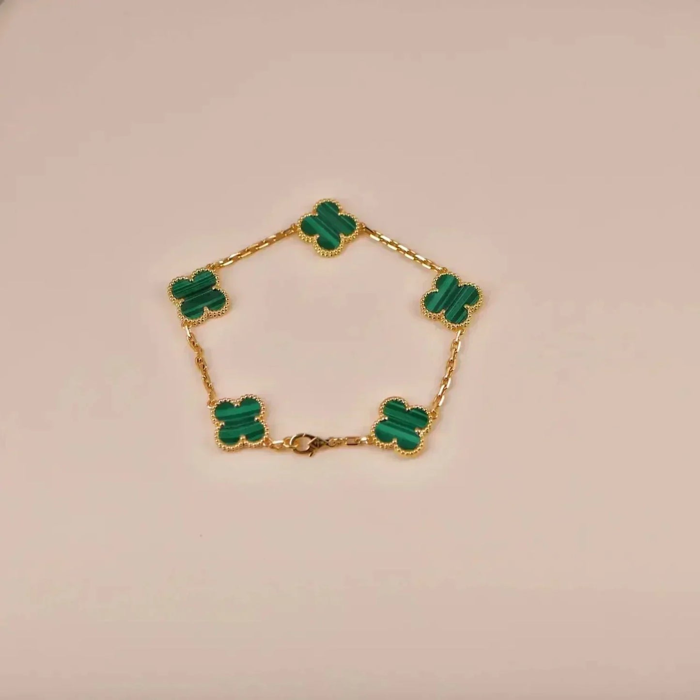 [Luxery] CLOVER 5 MOTIF MALACHITE BRACELET COLLECTION