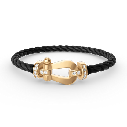 [Luxery]FORCE LARGE HORSESHOE HALF DIAMOND BRACELET GOLD