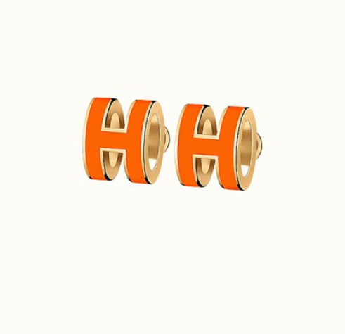 [Luxery]MINI POP H EARRINGS ORANGE