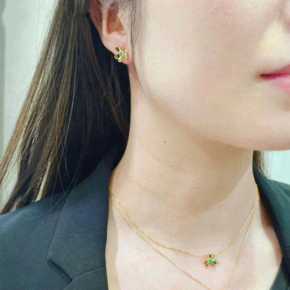 [Luxery]FRIVOLE  FLOWER MALACHITE EARRINGS