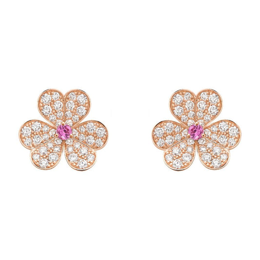 [Luxery]FRIVOLE PINK GOLD FLOWER DIAMOND EARRINGS