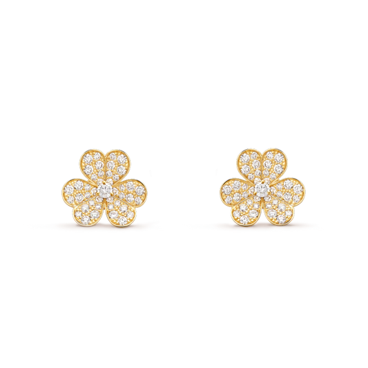 [Luxery]FRIVOLE GOLD FLOWER DIAMOND EARRINGS
