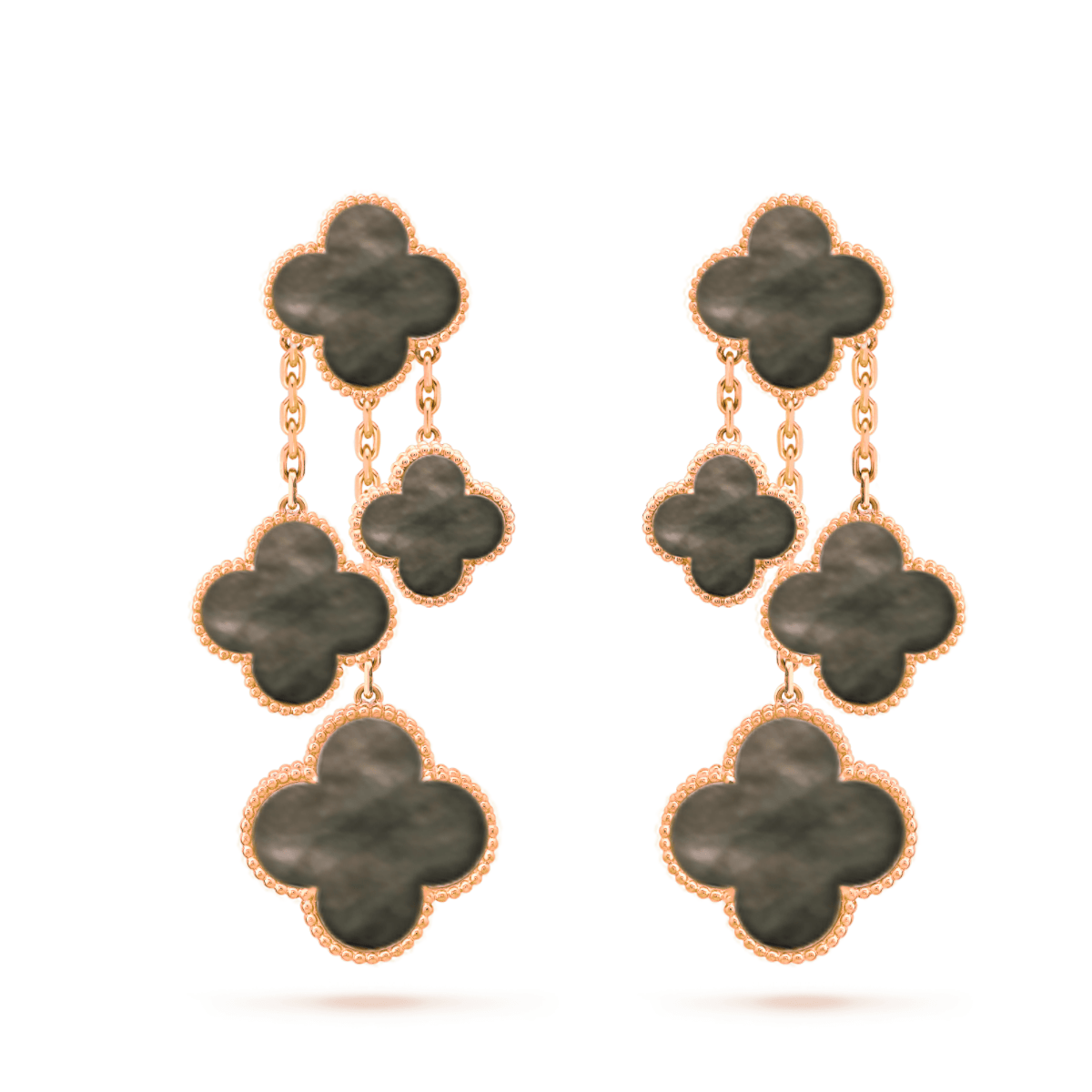 [Luxery]CLOVER EARRINGS DARK MOP 4 MOTIFS ROSE GOLD