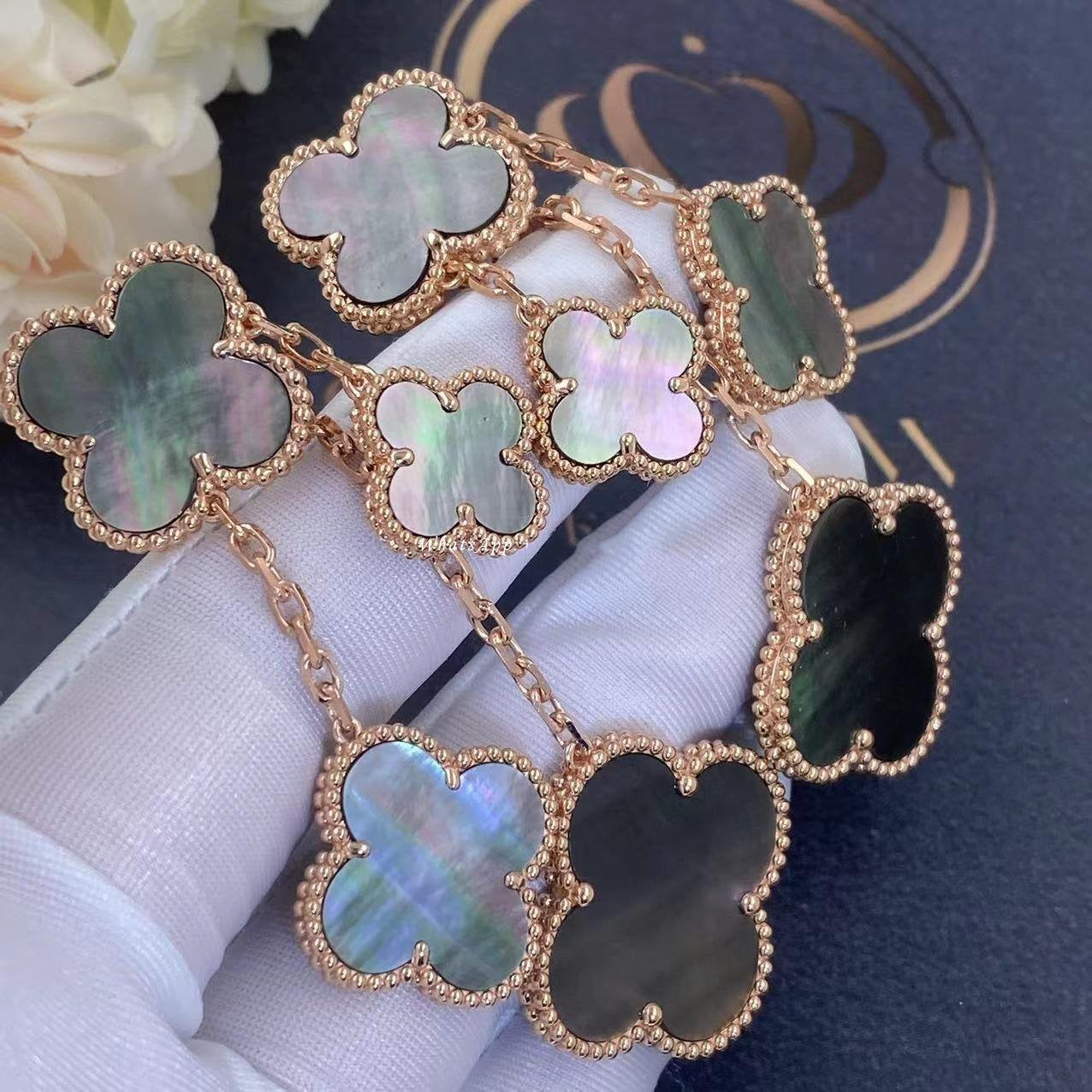 [Luxery]CLOVER EARRINGS DARK MOP 4 MOTIFS ROSE GOLD