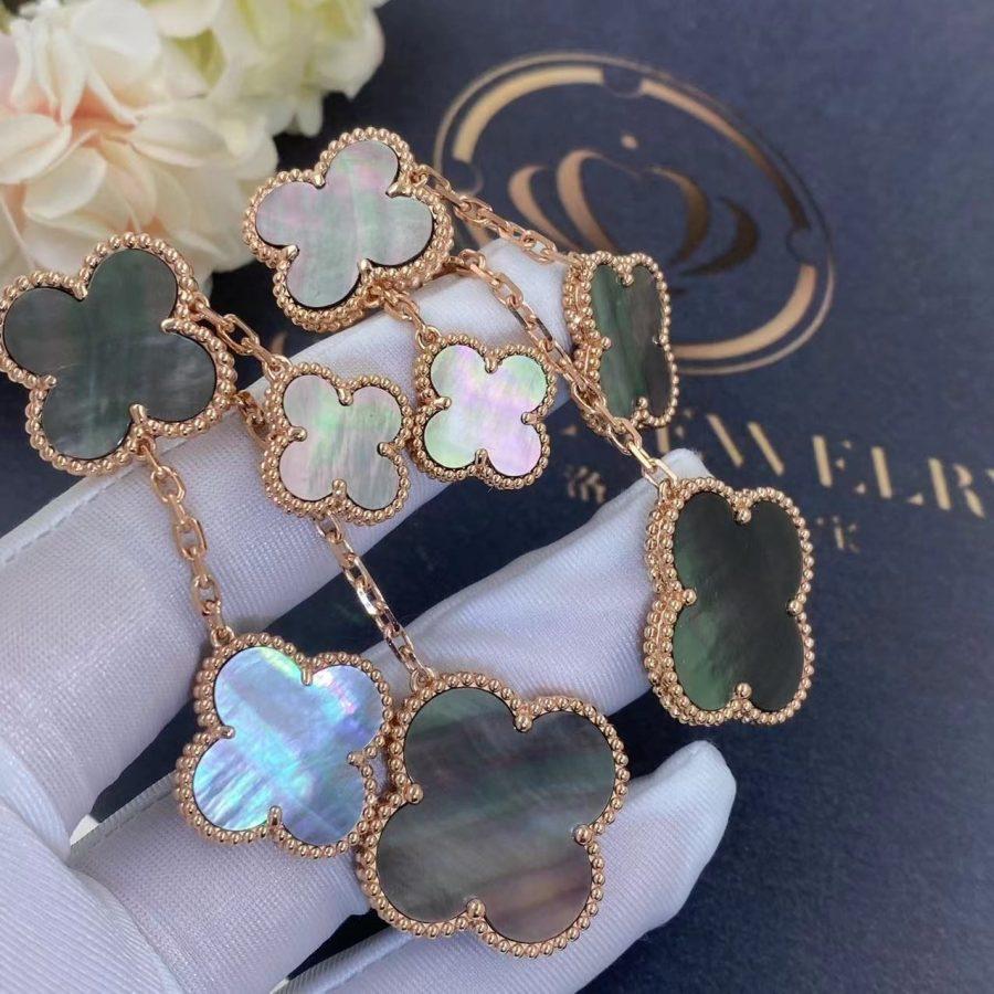[Luxery]CLOVER EARRINGS DARK MOP 4 MOTIFS ROSE GOLD