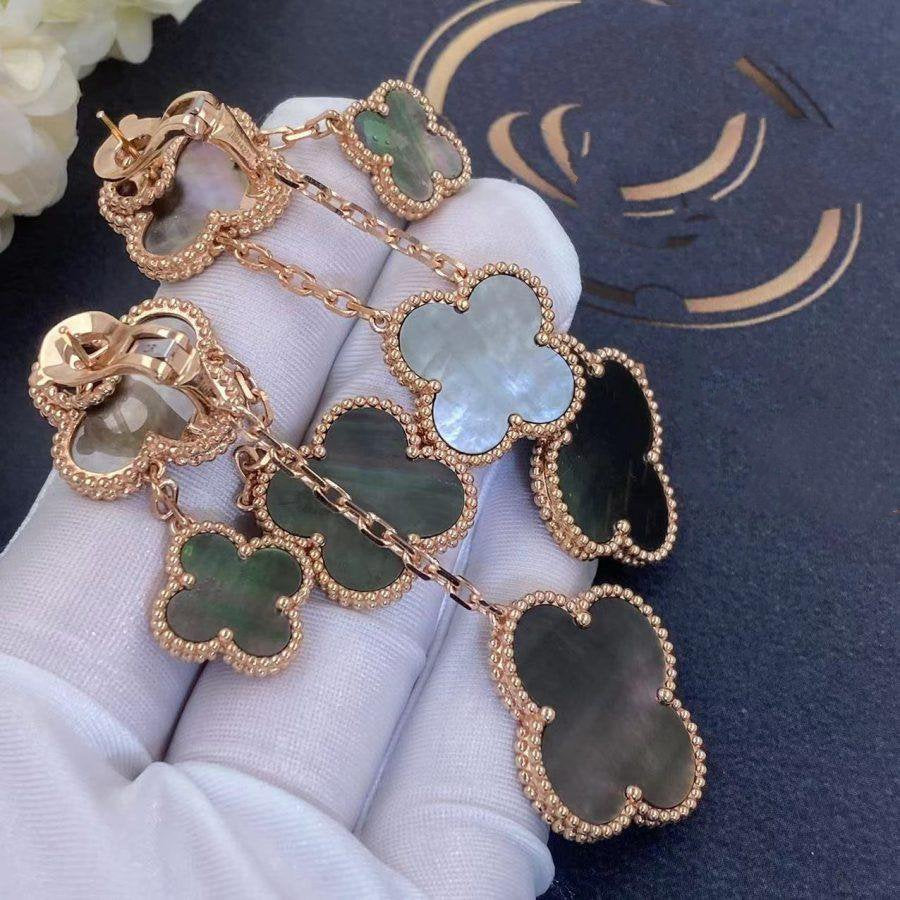 [Luxery]CLOVER EARRINGS DARK MOP 4 MOTIFS ROSE GOLD