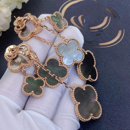 [Luxery]CLOVER EARRINGS DARK MOP 4 MOTIFS ROSE GOLD