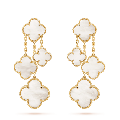 [Luxery]CLOVER EARRINGS WHITE MOP 4 MOTIFS GOLD