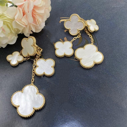 [Luxery]CLOVER EARRINGS WHITE MOP 4 MOTIFS GOLD