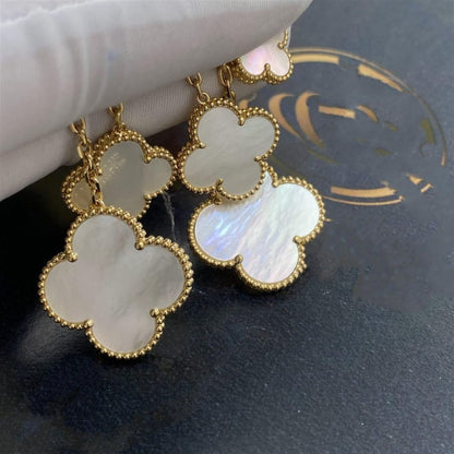 [Luxery]CLOVER EARRINGS WHITE MOP 4 MOTIFS GOLD