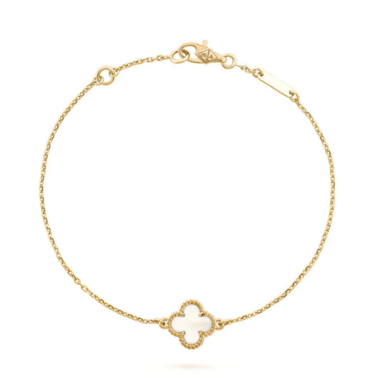 [Luxery]CLOVER WHITE MOP SINGLE FLOWER BRACELET