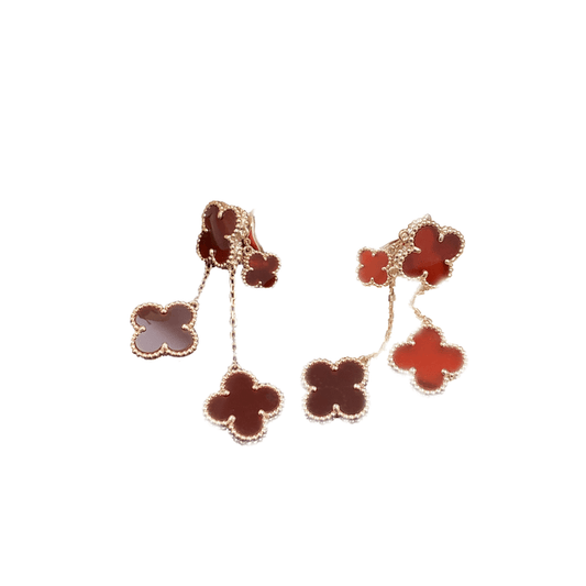 [Luxery]CLOVER EARRINGS CARNELIAN 4 MOTIFS PINK GOLD