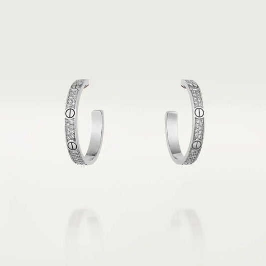 [Luxery]LOVE DIAMOND SILVER HOOP EARRINGS