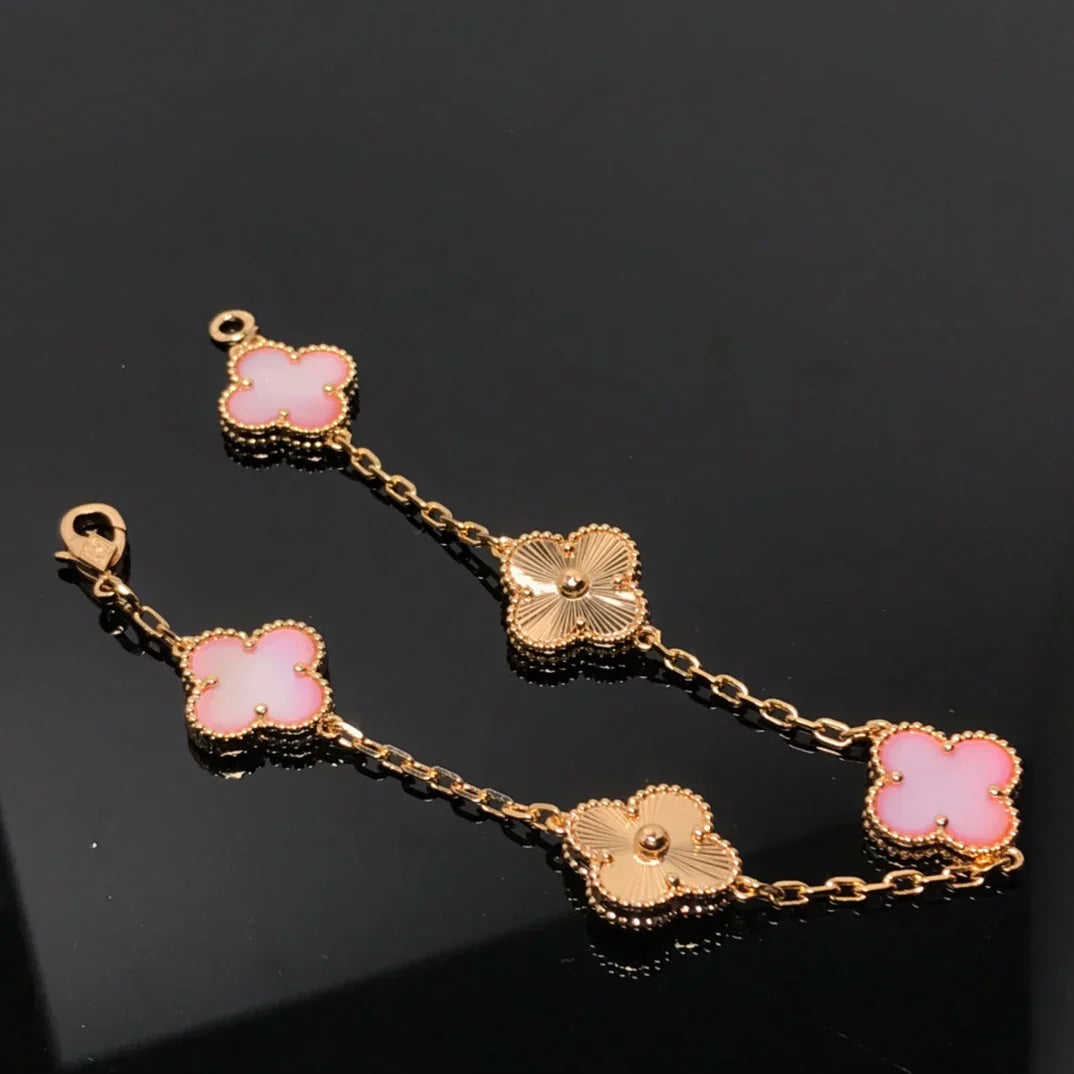 [Luxery] CLOVER 5 MOTIFS  PINK MOP BRACELET COLLECTION
