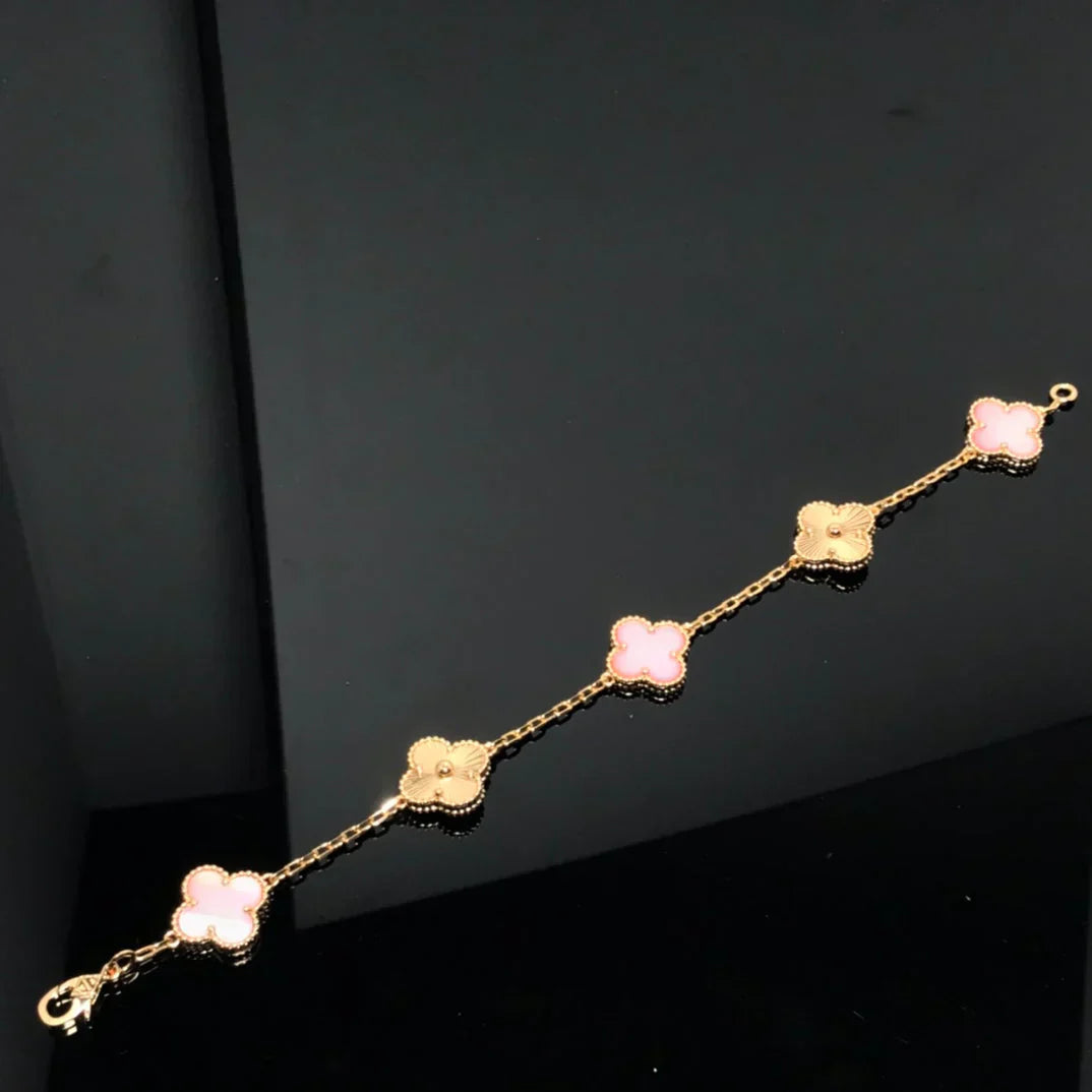 [Luxery] CLOVER 5 MOTIFS  PINK MOP BRACELET COLLECTION