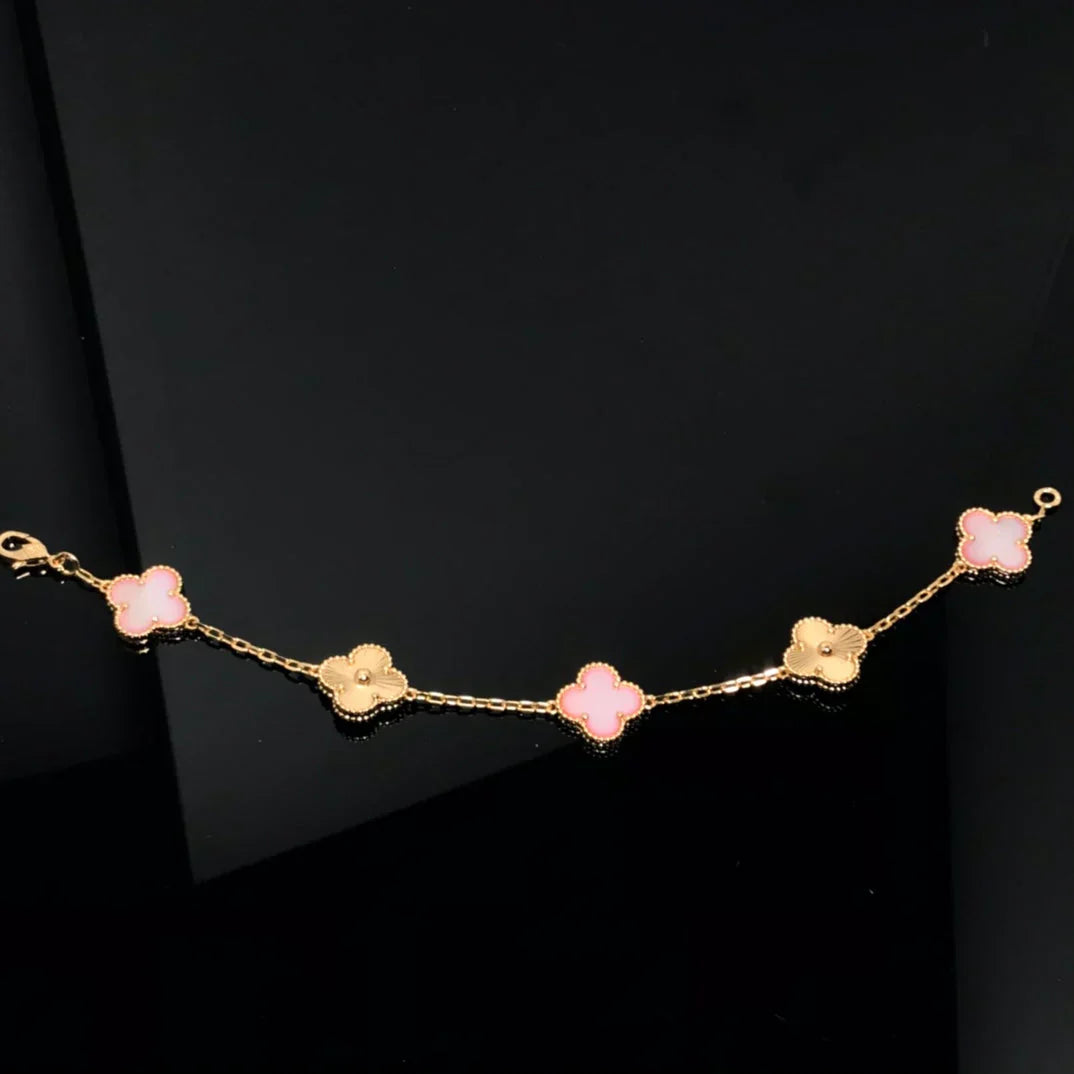 [Luxery] CLOVER 5 MOTIFS  PINK MOP BRACELET COLLECTION