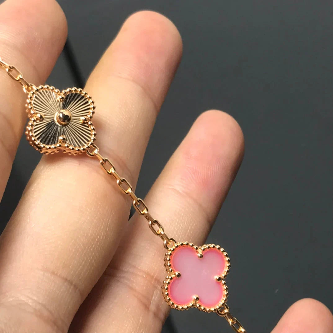 [Luxery] CLOVER 5 MOTIFS  PINK MOP BRACELET COLLECTION