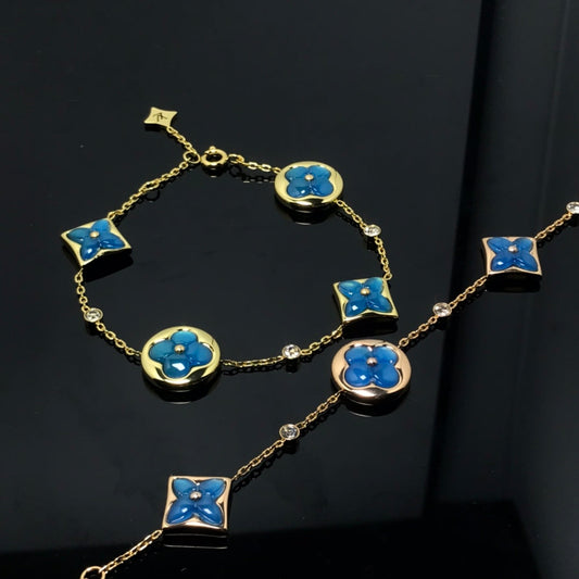 [Luxery]STAR AND SUN 4 MOTIF BLUE BRACELET
